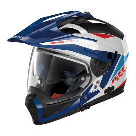Мотошлем NOLAN N70-2 X (06) Stunner N-Com 053, Metal White/Blue/Red/Metal Cayman Blue